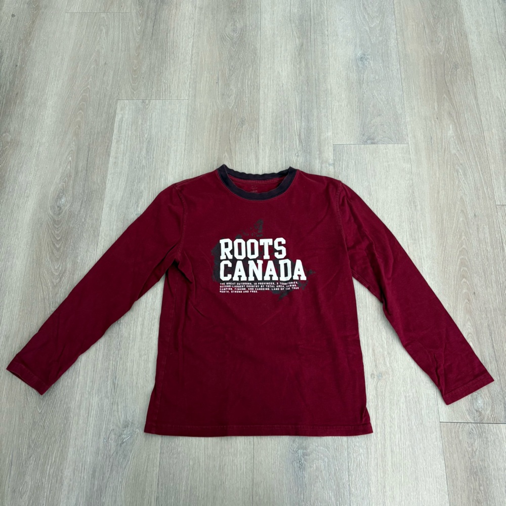 Roots Canada Kids Long Sleeve Shirt 100% Cotton Crew Neck